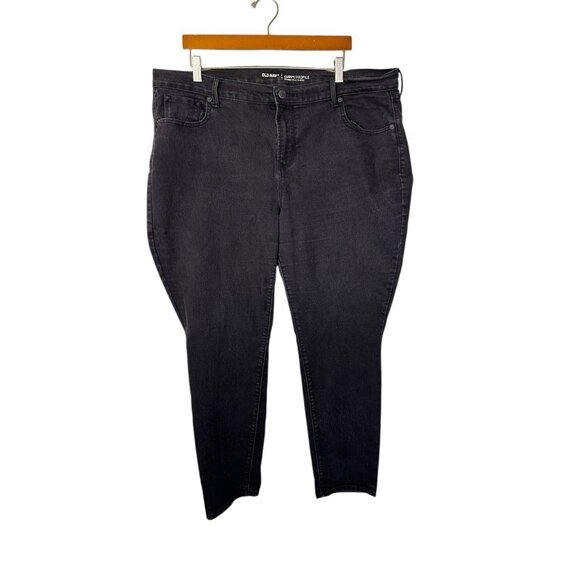 Old Navy Women's 14 Black Curvy Profile Jeans‎ Mid Rise Straight Leg Skinny - Picture 1 of 3